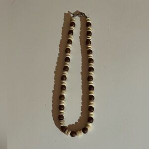 Elegant Brown and Cream Beaded Necklace